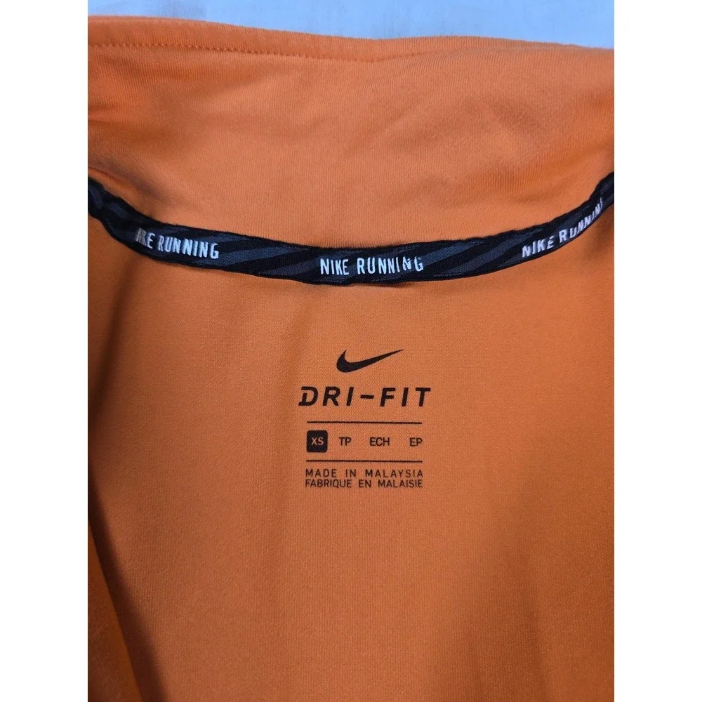 Nike Shirt‎ Womens XS Orange Dri-FIT Running 1/4 Zip Long Sleeve Athletic Top